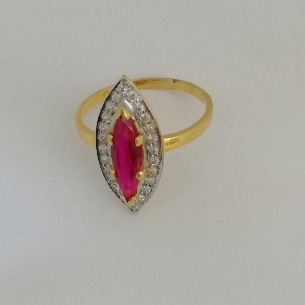 916 gold pink colour stone fancy ladies ring
