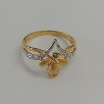 916 gold fancy green stone ladies ring by 