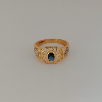 916 gold casting blue diamond Gents ring by 