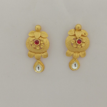 916 gold jadtar red stone earrings by 
