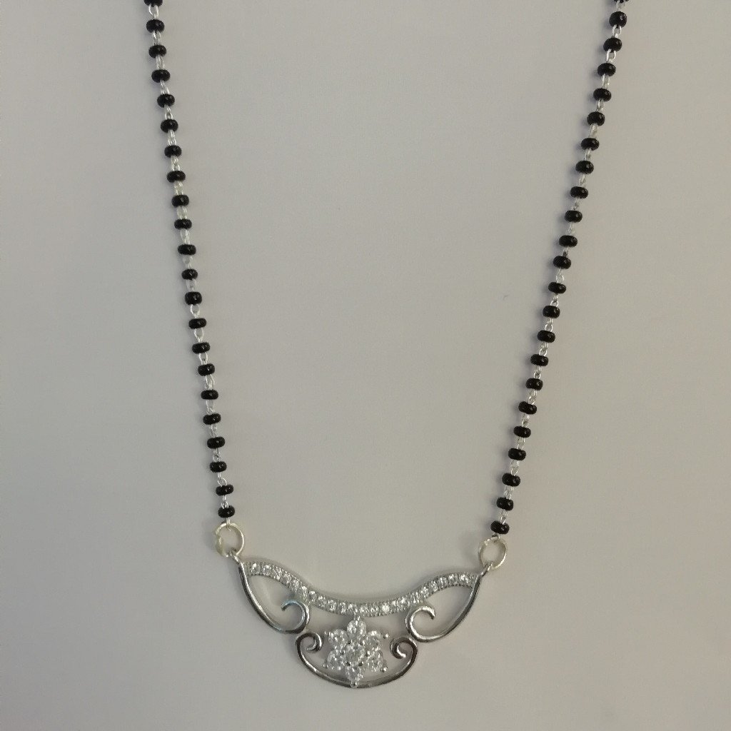 straight silver fancy mangalsutra