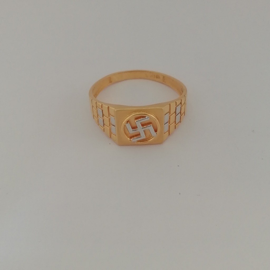 916 gold swastik design Gents ring