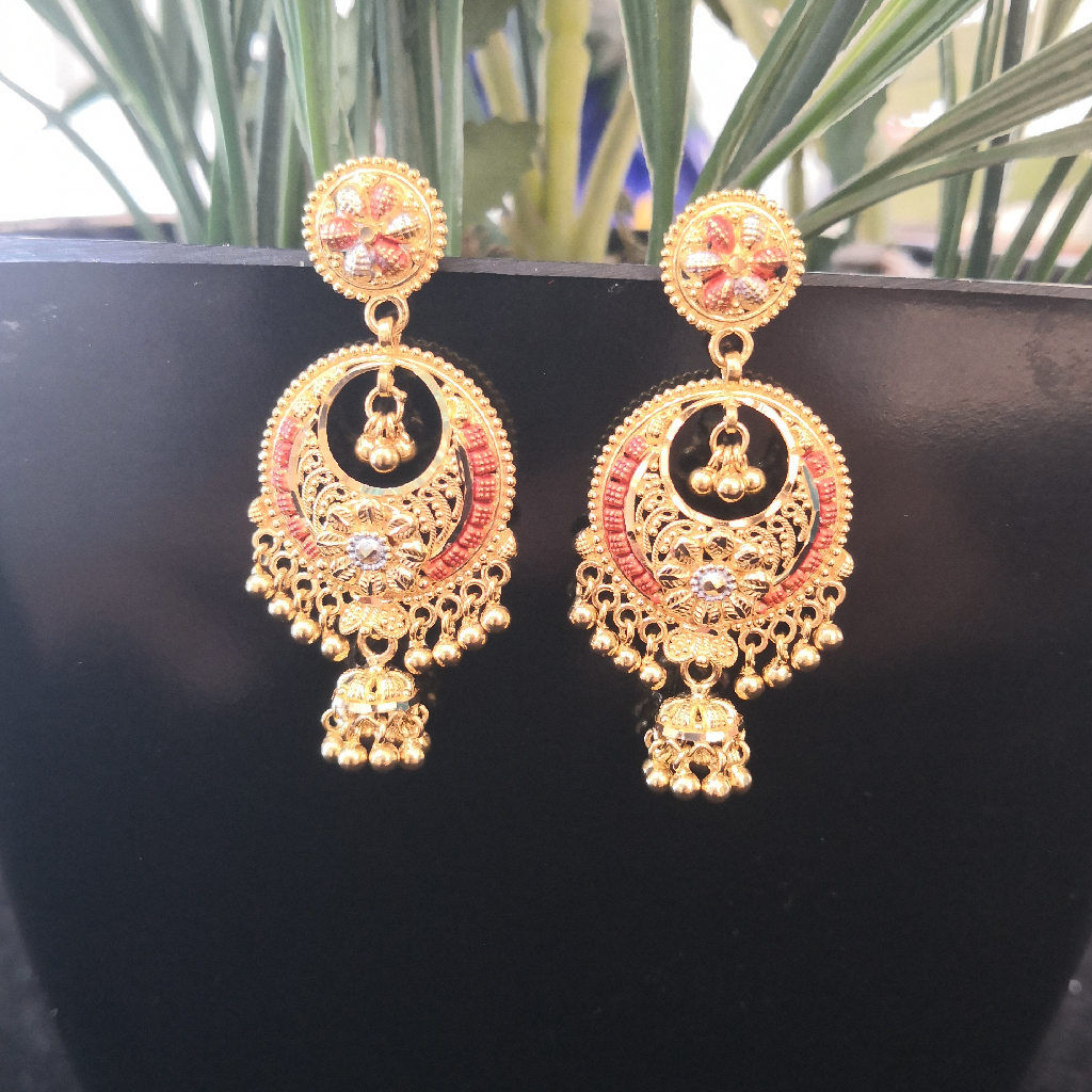 916 gold kalkati work earrings