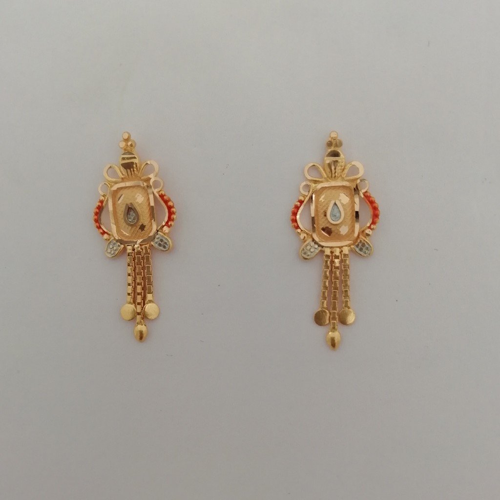 916 gold tikki work earrings